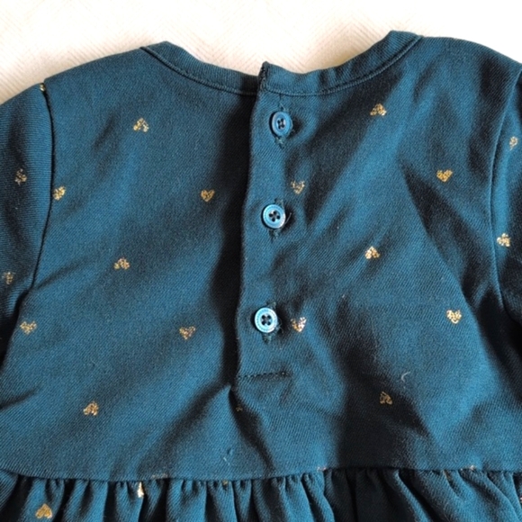 carter's teal dress with gold hearts & matching diaper cover 3 months baby girl - Picture 8 of 8
